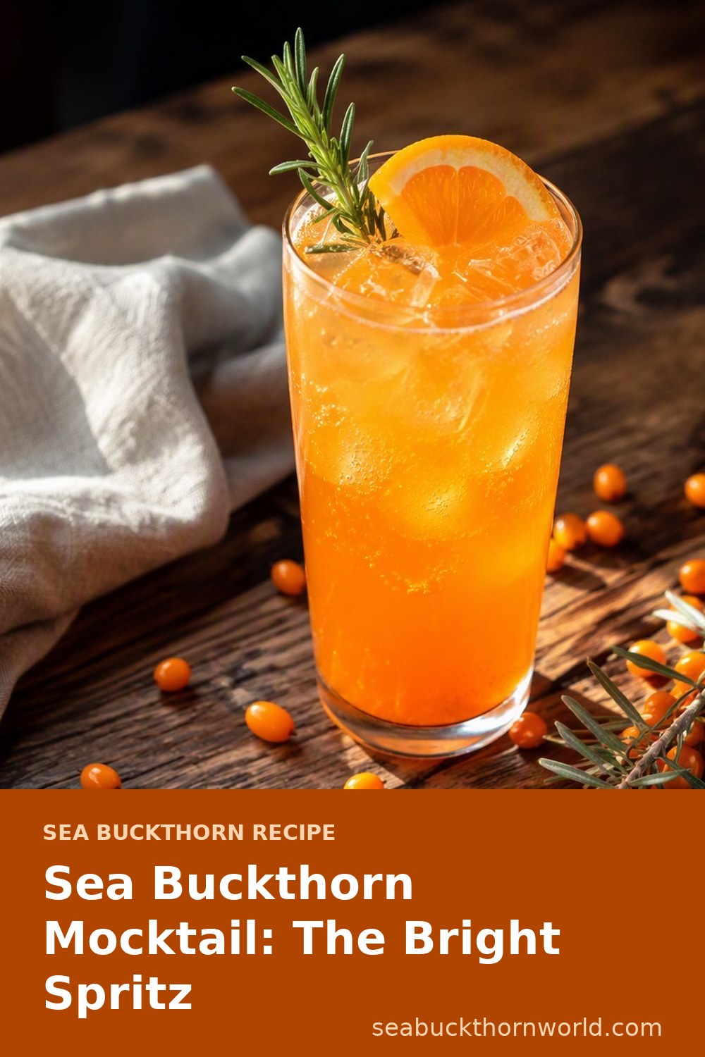 Sea Buckthorn Mocktail recipe pin for Pinterest