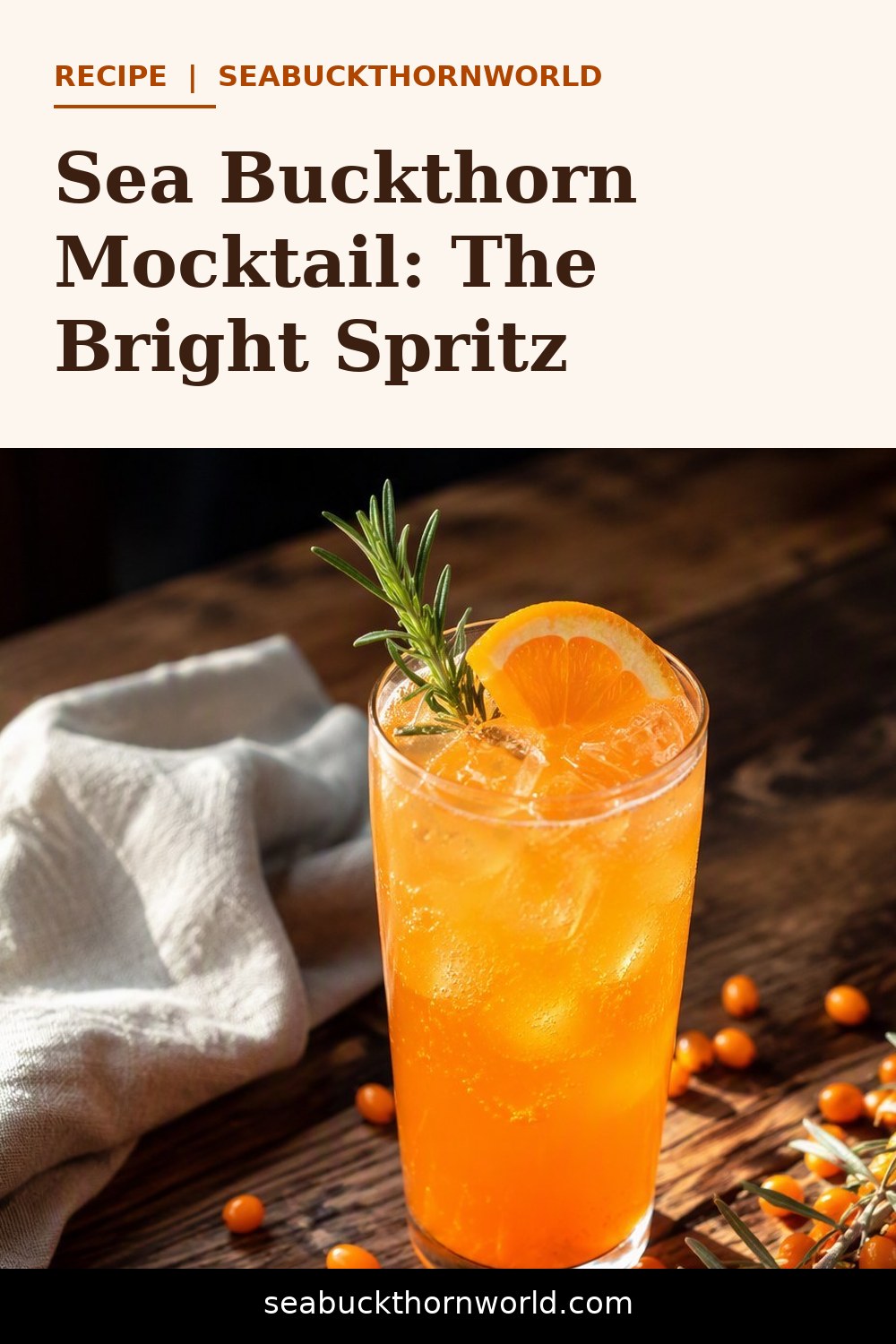 Sea Buckthorn Mocktail recipe pin for Pinterest