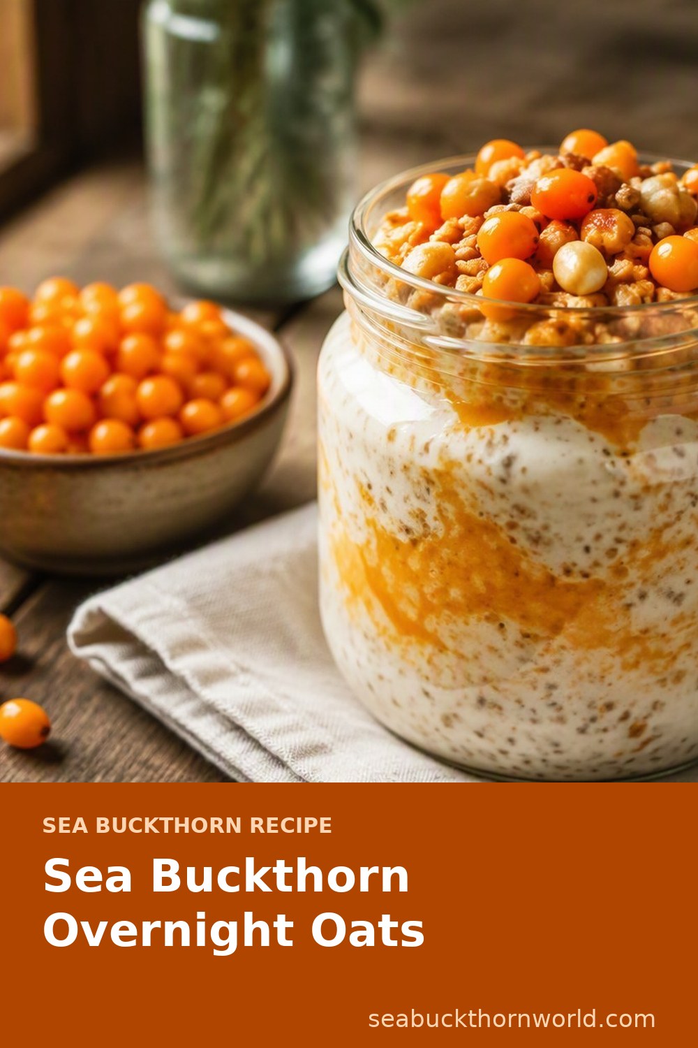Sea Buckthorn Overnight Oats recipe pin for Pinterest