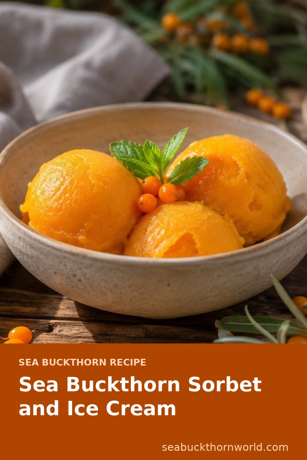 Sea Buckthorn Sorbet and Ice Cream recipe pin for Pinterest