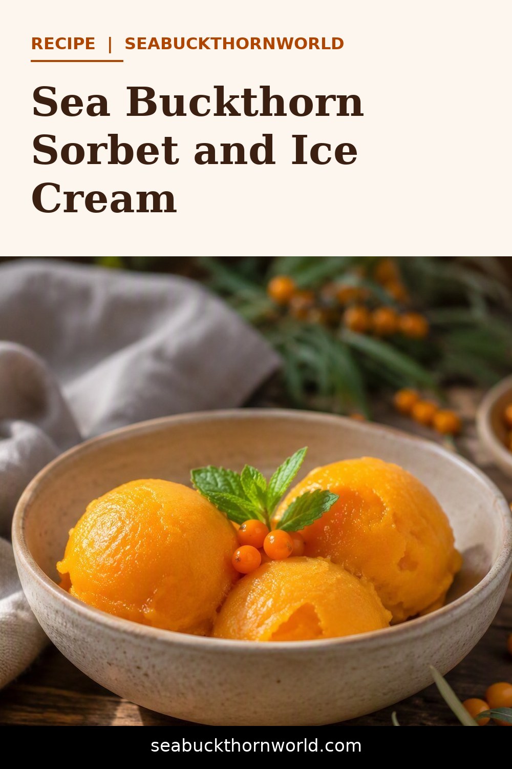 Sea Buckthorn Sorbet and Ice Cream recipe pin for Pinterest